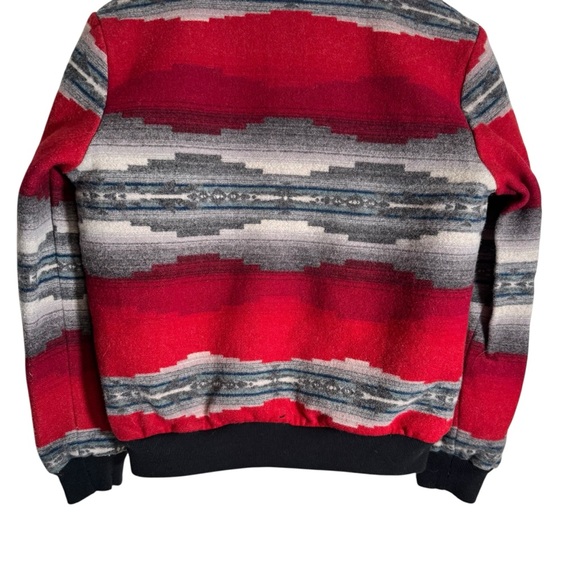 Pendleton Alamosa Wool Bomber Jacket Vintage Aztec Print Red Full Zip Mens Small - Picture 7 of 7